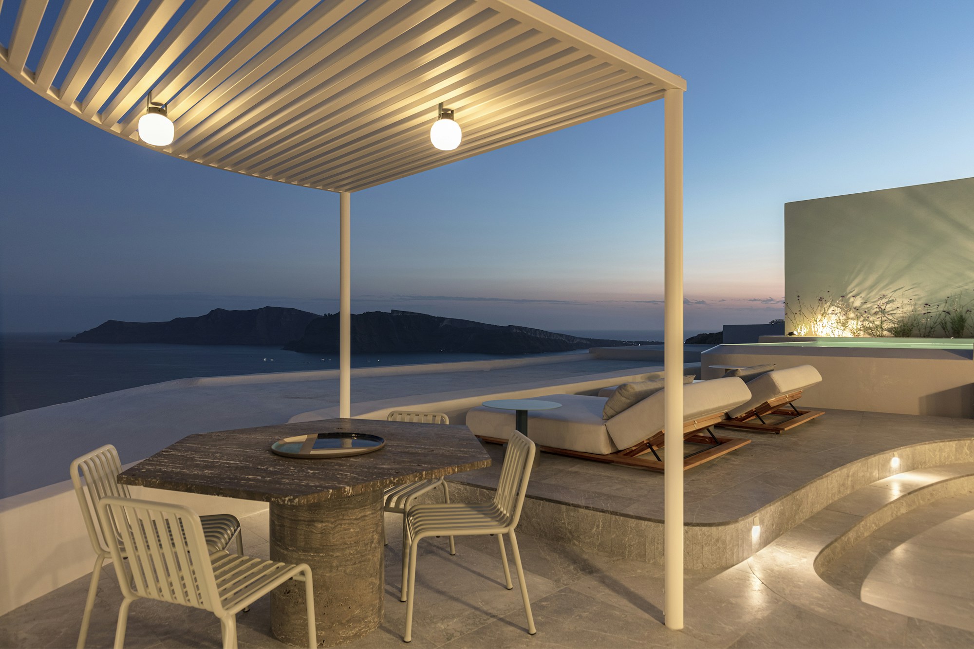 Two Bedroom Pool Villa with Caldera Sea View - Terrace