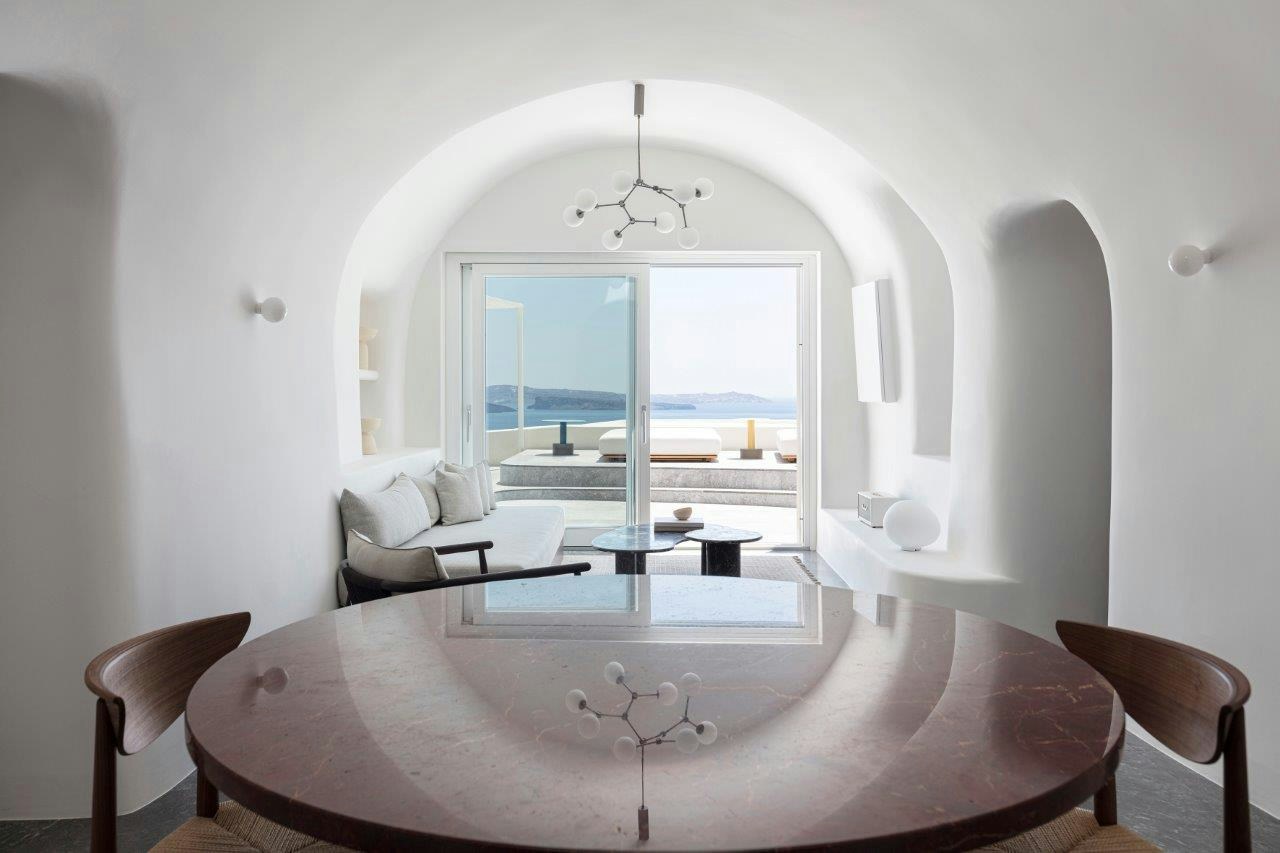 Two Bedroom Pool Villa with Caldera Sea View - Dining Area