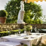 Restaurant Terrace with Statue