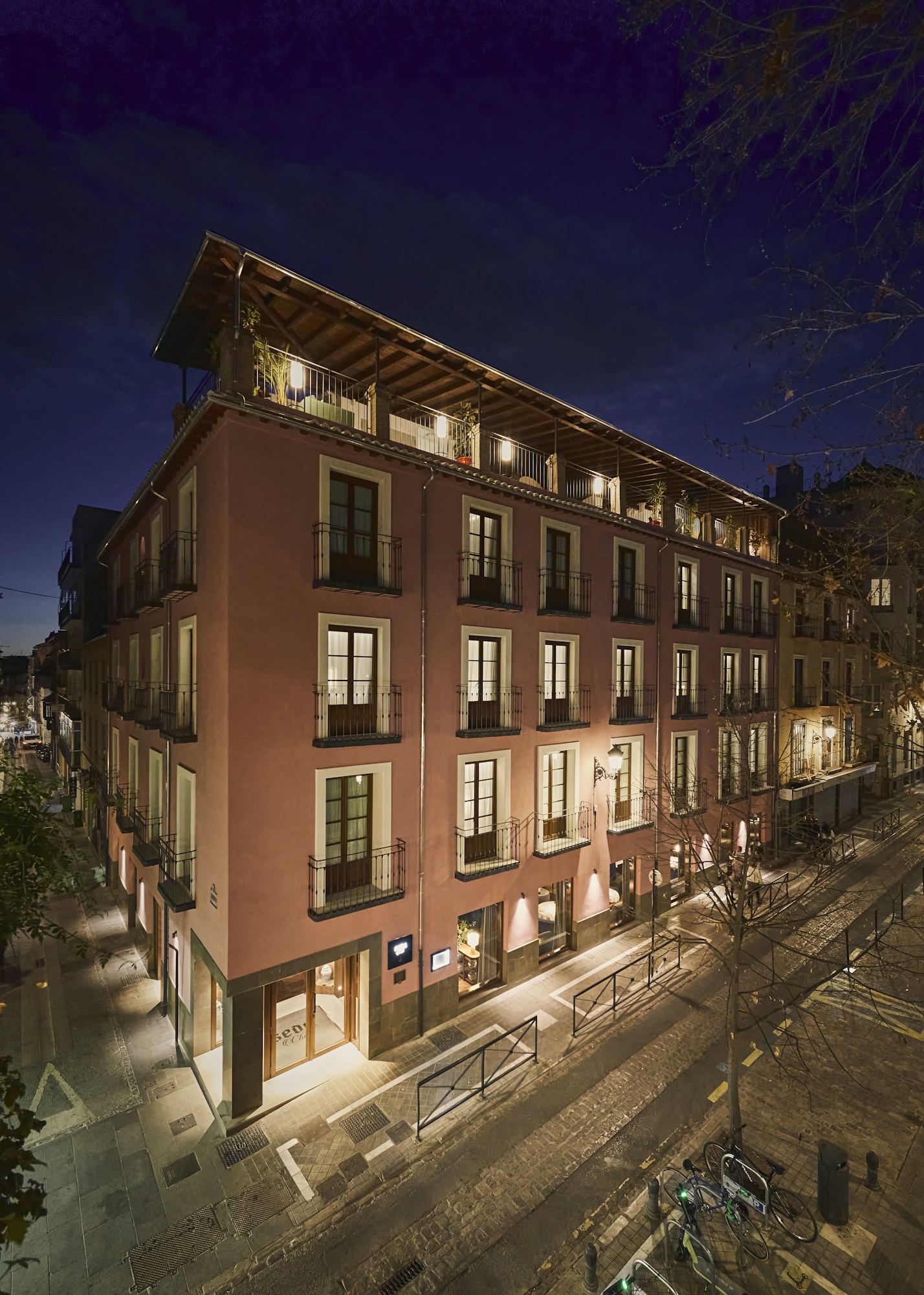 Hotel Facade By Night