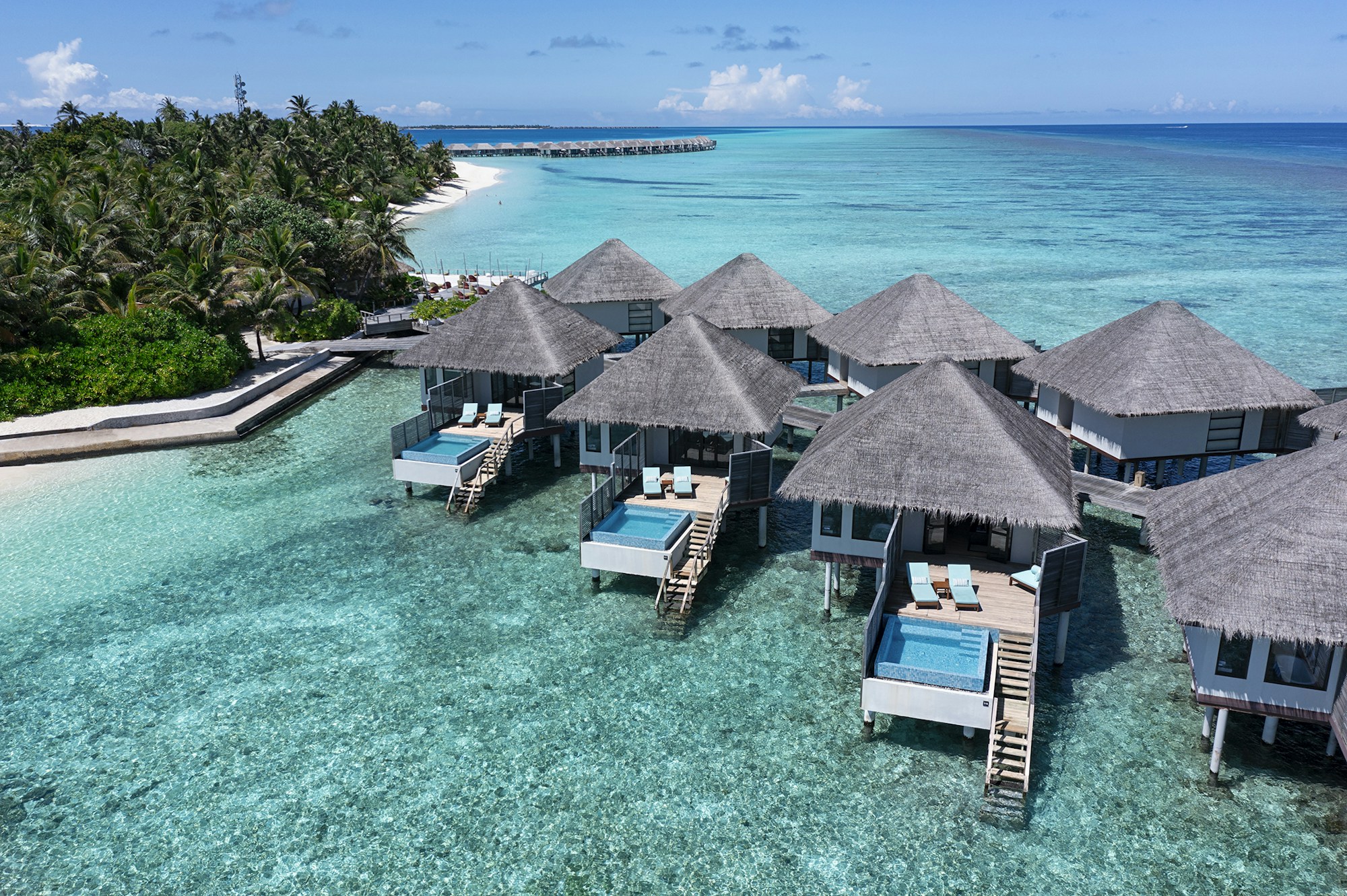 Water Bungalow with Pool - Aerial